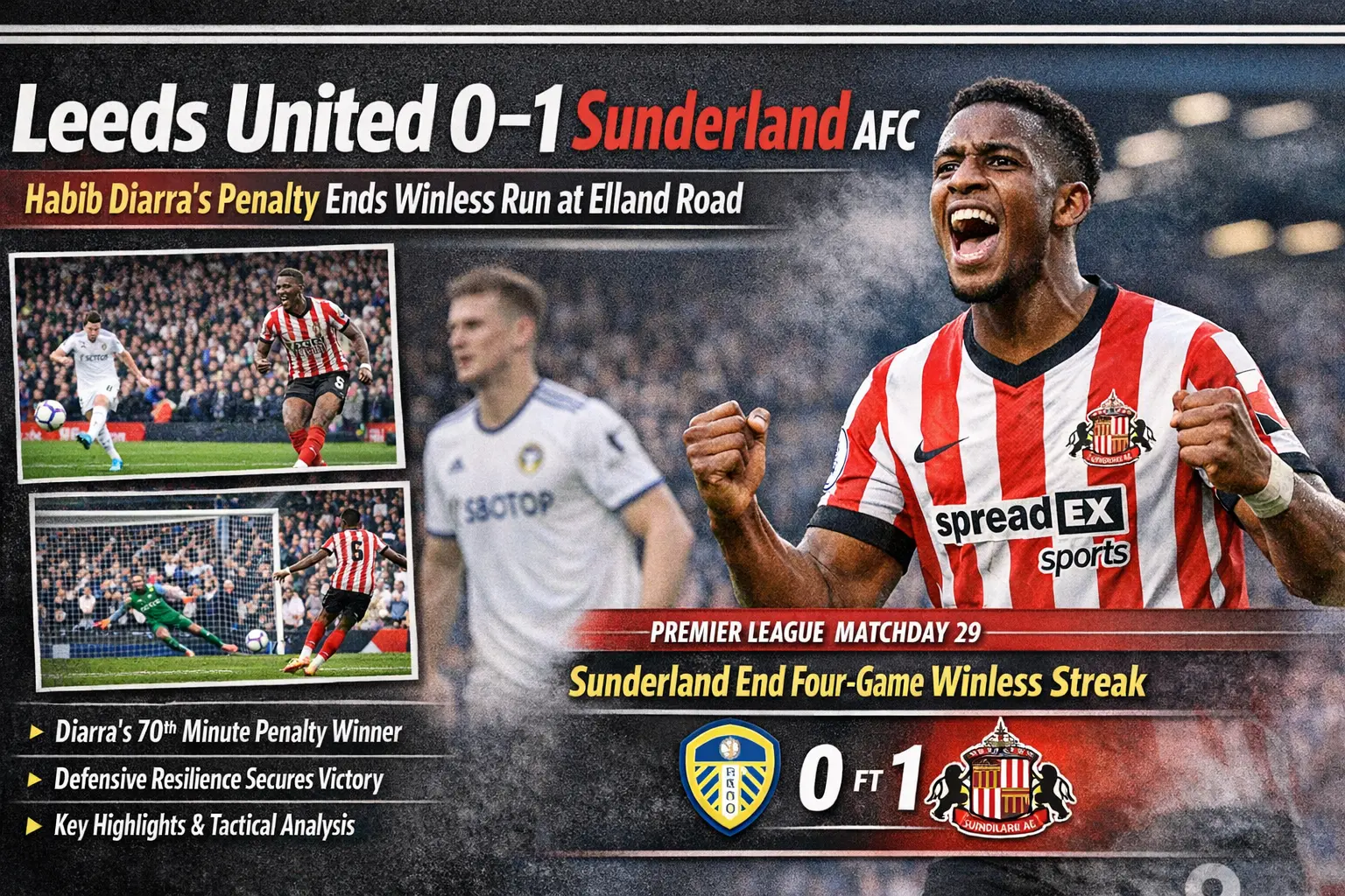 Leeds United 0–1 Sunderland AFC: Habid Diarra’s Penalty Ends Winless Run at Elland Road | Premier League