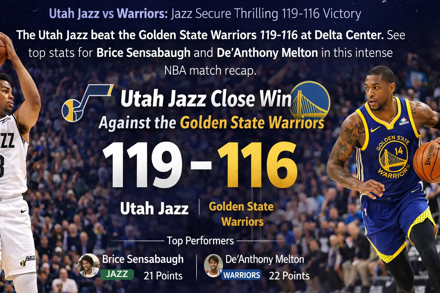 Utah Jazz Close Win Against the Golden State Warriors