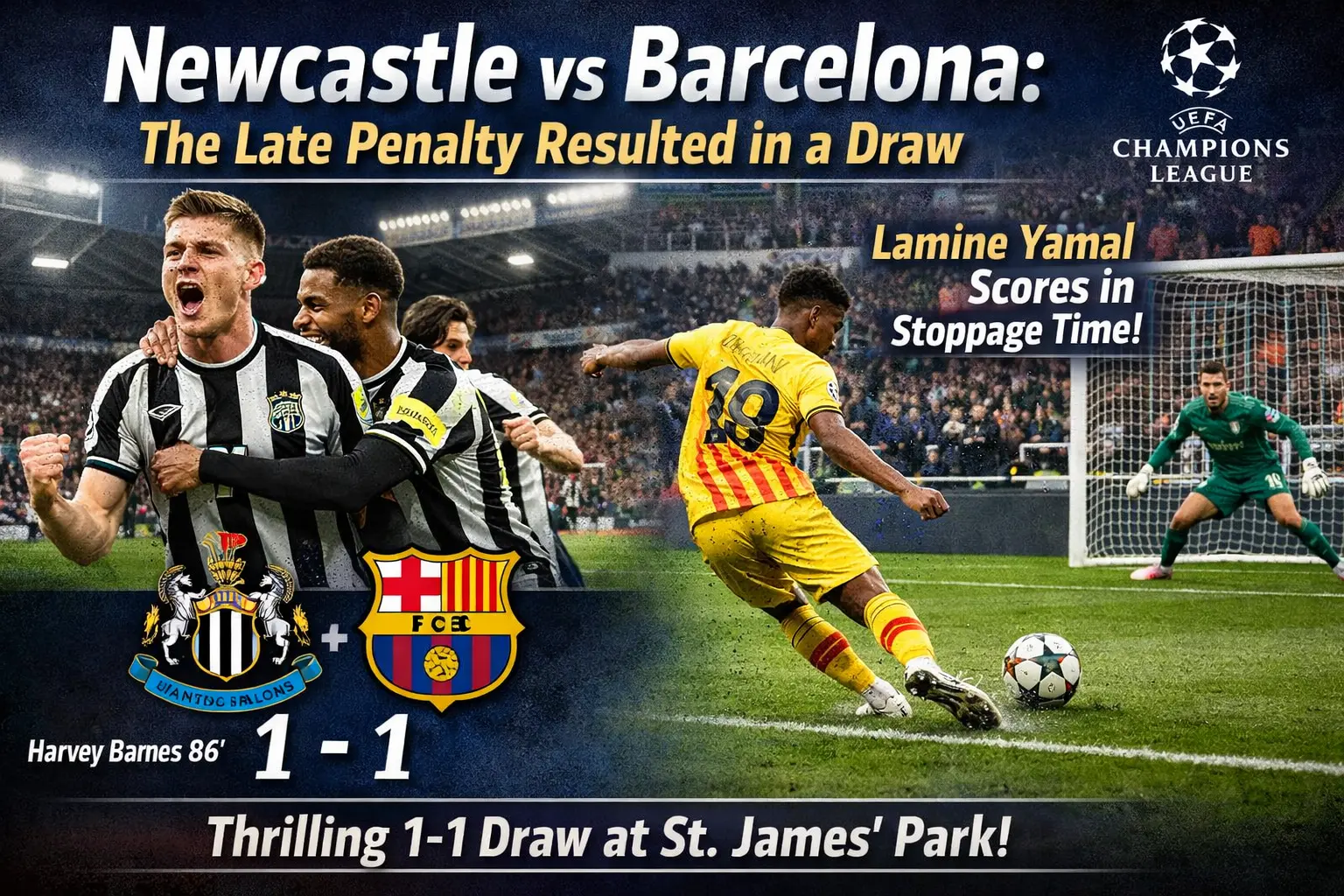 Newcastle vs Barcelona: The Late Penalty From Barcelona Resulted in  a Draw