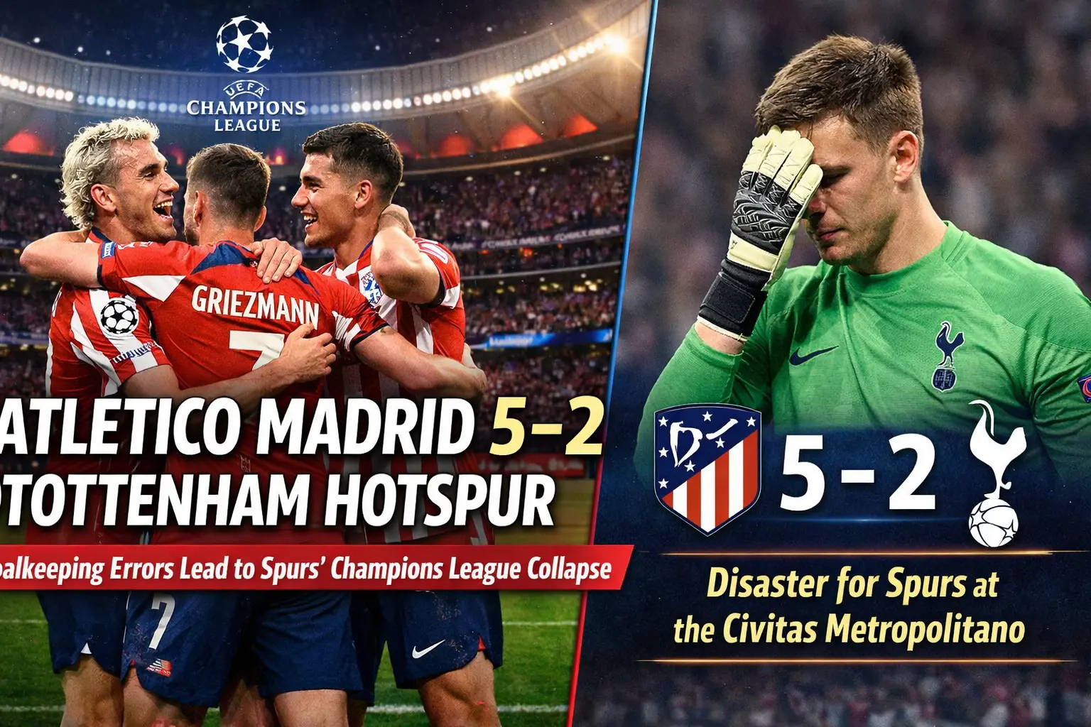 Atlético Madrid 5–2 Tottenham Hotspur: Goalkeeping Errors Lead to Spurs’ Champions League Collapse