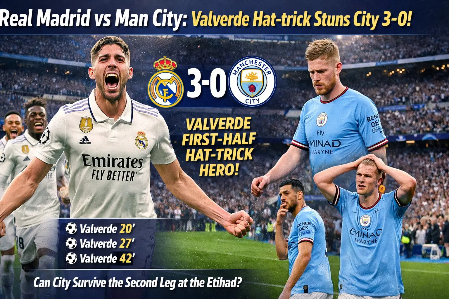 Real Madrid defeated Manchester City by 3-0 in UEFA Champions League