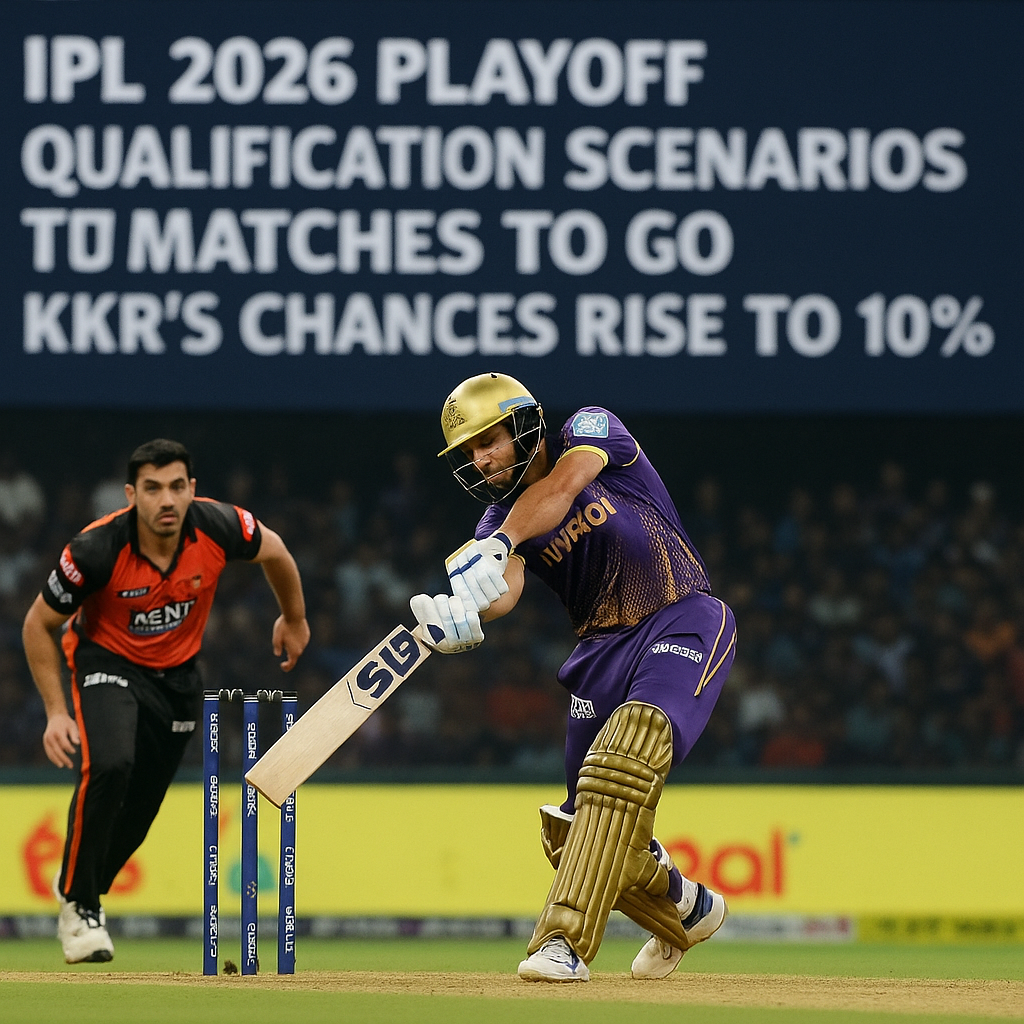 IPL 2026 Playoff Qualification Scenarios: With 10 matches to go, KKR's chances rise to 10%