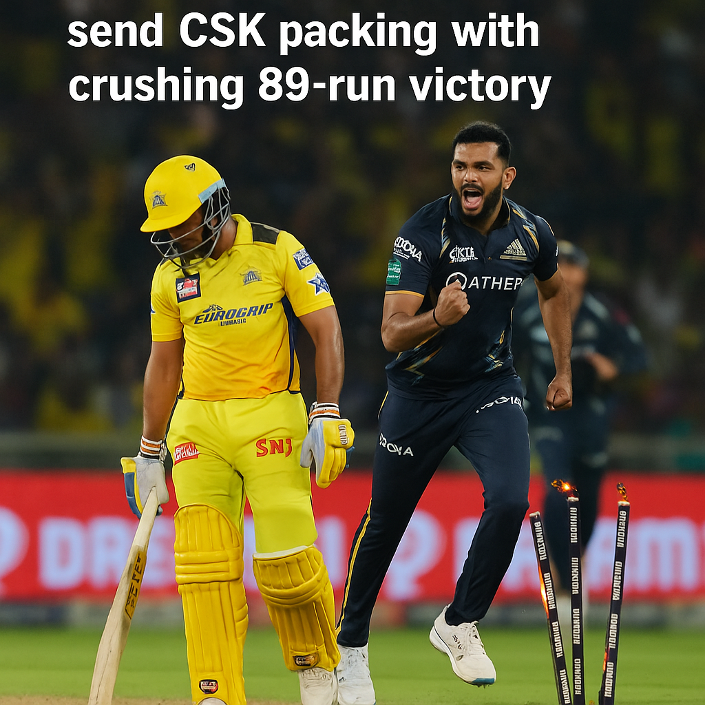 GT secure top-two berth, send CSK packing with crushing 89-run victory